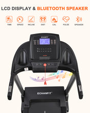 Load image into Gallery viewer, ECHANFIT Treadmills with Bluetooth Speaker and 15% Auto Incline, 3.0 HP Motor, 20&quot; Oversized Wide Running Belt, 10 MPH Speed, and Apps with Free Courses for Home/Office Use
