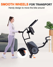 Load image into Gallery viewer, ECHANFIT Recumbent Exercise Bike with Bluetooth Connectivity and Free Fitness App, 16 Levels Magnetic Resistance, Stationary Bike for Seniors Home Use with Pulse Sensor 350 LB Weight Capacity
