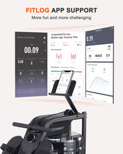 Load image into Gallery viewer, ECHANFIT Water Rowing Machine with 6 plus 32 Levels Adjustable Resistance, Electronic Monitor and Tablet Holder, 400 LB Weight Capacity Foldable Rower with Bluetooth Function and Free App  for Home/Office Use
