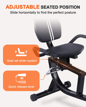 Load image into Gallery viewer, ECHANFIT Recumbent Exercise Bike with Bluetooth Connectivity and Free Fitness App, 16 Levels Magnetic Resistance, Stationary Bike for Seniors Home Use with Pulse Sensor 350 LB Weight Capacity
