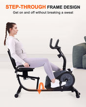 Load image into Gallery viewer, ECHANFIT Recumbent Exercise Bike with Bluetooth Connectivity and Free Fitness App, 16 Levels Magnetic Resistance, Stationary Bike for Seniors Home Use with Pulse Sensor 350 LB Weight Capacity
