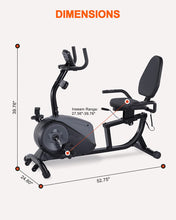 Load image into Gallery viewer, ECHANFIT Recumbent Exercise Bike with 16 Levels Magnetic Resistance and Pulse Rate Monitor for Seniors, Indoor Stationary Bike for Home Use, 350 LB Weight Capacity
