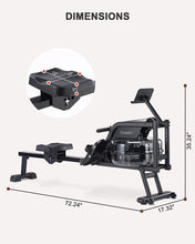 Load image into Gallery viewer, ECHANFIT Water Rowing Machine with 6 plus 32 Levels Adjustable Resistance, Electronic Monitor and Tablet Holder, 400 LB Weight Capacity Foldable Rower with Bluetooth Function and Free App  for Home/Office Use
