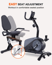 Load image into Gallery viewer, ECHANFIT Recumbent Exercise Bike with 16 Levels Magnetic Resistance and Pulse Rate Monitor for Seniors, Indoor Stationary Bike for Home Use, 350 LB Weight Capacity
